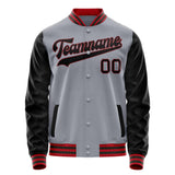 Custom Gray Black Solid Color Varsity Letterman Jacket JA02240617YH157