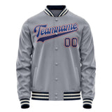 Custom Gray Royal Solid Color Varsity Letterman Jacket JA02240617YH161