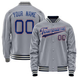 Custom Gray Royal Solid Color Varsity Letterman Jacket