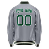 Custom Gray Kelly-Green Solid Color Varsity Letterman Jacket JA02240617YH162