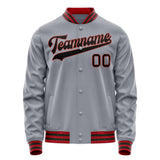 Custom Gray Black Solid Color Varsity Letterman Jacket JA02240617YH163