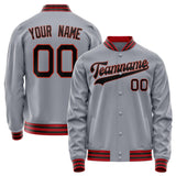 Custom Gray Black Solid Color Varsity Letterman Jacket