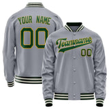 Custom Gray Kelly-Green Solid Color Varsity Letterman Jacket JA02240617YH165