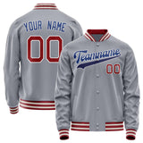 Custom Gray Royal Solid Color Varsity Letterman Jacket