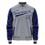 Custom Gray Royal Solid Color Varsity Letterman Jacket JA02240617YH173