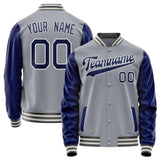 Custom Gray Royal Solid Color Varsity Letterman Jacket JA02240617YH173