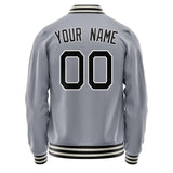 Custom Gray Black Solid Color Varsity Letterman Jacket JA02240617YH174