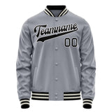 Custom Gray Black Solid Color Varsity Letterman Jacket JA02240617YH174