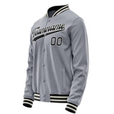 Custom Gray Black Solid Color Varsity Letterman Jacket JA02240617YH174