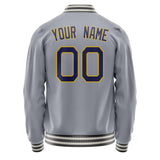 Custom Gray Purple Solid Color Varsity Letterman Jacket JA02240617YH176