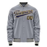 Custom Gray Purple Solid Color Varsity Letterman Jacket JA02240617YH176