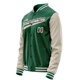 Custom Kelly-Green Cream Solid Color Varsity Letterman Jacket JA02240617ZF206