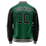 Custom Kelly-Green Black Solid Color Varsity Letterman Jacket JA02240617ZF207