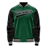 Custom Kelly-Green Black Solid Color Varsity Letterman Jacket JA02240617ZF207