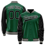 Custom Kelly-Green Black Solid Color Varsity Letterman Jacket