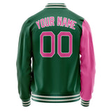 Custom Kelly-Green Pink Split Varsity Letterman Jacket JA02240617ZF208