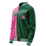 Custom Kelly-Green Pink Split Varsity Letterman Jacket JA02240617ZF208