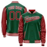 Custom Kelly-Green Texas-Orange Solid Color Varsity Letterman Jacket