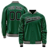 Custom Kelly-Green Black Solid Color Varsity Letterman Jacket