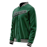 Custom Kelly-Green Black Solid Color Varsity Letterman Jacket JA02240617ZF210