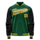 Custom Kelly-Green Gold Solid Color Varsity Letterman Jacket JA02240617ZF211