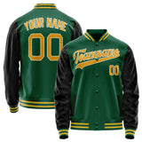 Custom Kelly-Green Gold Solid Color Varsity Letterman Jacket