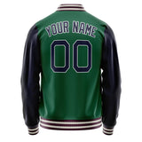 Custom Kelly-Green Navy Solid Color Varsity Letterman Jacket JA02240617ZF212