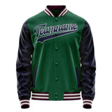 Custom Kelly-Green Navy Solid Color Varsity Letterman Jacket JA02240617ZF212