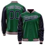 Custom Kelly-Green Navy Solid Color Varsity Letterman Jacket JA02240617ZF212