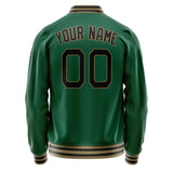 Custom Kelly-Green Black Solid Color Varsity Letterman Jacket JA02240617ZF213