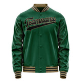 Custom Kelly-Green Black Solid Color Varsity Letterman Jacket JA02240617ZF213