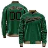 Custom Kelly-Green Black Solid Color Varsity Letterman Jacket