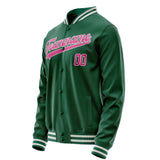 Custom Kelly-Green Pink Solid Color Varsity Letterman Jacket JA02240617ZF216