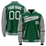 Custom Kelly-Green Gray Solid Color Varsity Letterman Jacket JA02240617ZF217