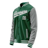 Custom Kelly-Green Gray Solid Color Varsity Letterman Jacket JA02240617ZF217