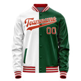 Custom Kelly-Green White Split Varsity Letterman Jacket JA02240617ZF219