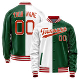 Custom Kelly-Green White Split Varsity Letterman Jacket