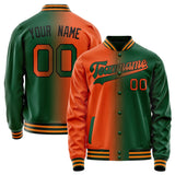 Custom Kelly-Green Orange Gradient Varsity Letterman Jacket