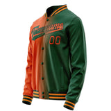 Custom Kelly-Green Orange Gradient Varsity Letterman Jacket JA02240617ZF223