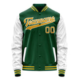 Custom Kelly-Green White Solid Color Varsity Letterman Jacket JA02240617ZF225