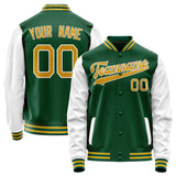 Custom Kelly-Green White Solid Color Varsity Letterman Jacket