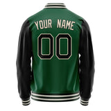 Custom Kelly-Green Black Solid Color Varsity Letterman Jacket JA02240617ZF226