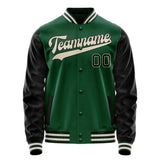 Custom Kelly-Green Black Solid Color Varsity Letterman Jacket JA02240617ZF226