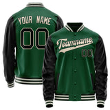 Custom Kelly-Green Black Solid Color Varsity Letterman Jacket JA02240617ZF226