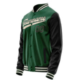 Custom Kelly-Green Black Solid Color Varsity Letterman Jacket JA02240617ZF226