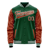 Custom Kelly-Green Texas-Orange Solid Color Varsity Letterman Jacket JA02240617ZF227