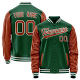 Custom Kelly-Green Texas-Orange Solid Color Varsity Letterman Jacket