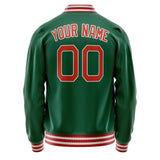 Custom Kelly-Green Red Solid Color Varsity Letterman Jacket JA02240617ZF228