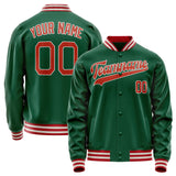 Custom Kelly-Green Red Solid Color Varsity Letterman Jacket JA02240617ZF228