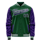 Custom Kelly-Green Purple Solid Color Varsity Letterman Jacket JA02240617ZF229